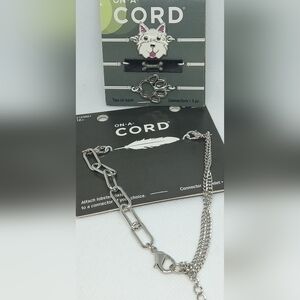 On A Cord Silver Dog Charm Bracelet Set Adjustable NEW Scottish Dog
